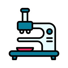 laboratory icon related laboratory microscope with test plate vector with editable stroke