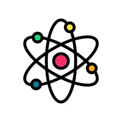 laboratory icon related laboratory atom with circles vector with editable stroke