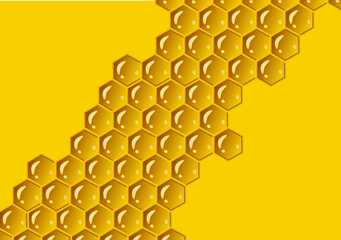 Honeycomb yellow composition background. Vector illustration of geometric texture. Seamless hexagons pattern.