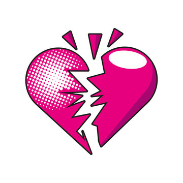 pop art broken heart detailed style icon vector design