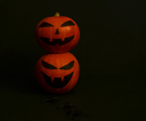 Halloween pumpkin on a black background.