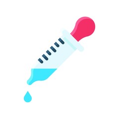 laboratory icon related laboratory vaccine with dropper and drope vector in flat style,
