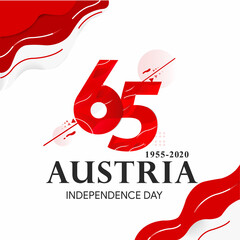 Anniversary Logo of Austria Independence, 65th Austria independence day, happy independence day poland text in English : Austria 1955-2020