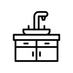 laboratory icon related laboratory sink with faucet vector in lineal style,