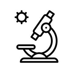 laboratory icon related laboratory microscope with virus vector in lineal style,