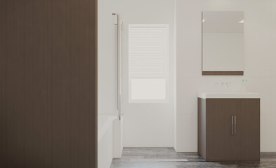 Bathroom interior bathtub. 3D rendering.