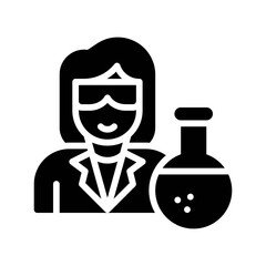 laboratory icon related laboratory or doctor girl and flask vector in solid design,