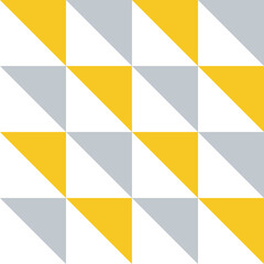 Fototapeta premium Simple geometric seamless pattern with yellow and gray triangles on a white background. Scandinavian style.