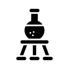 laboratory icon related laboratory flask or test tube with stand vector in solid design,