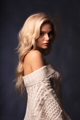 Fototapeta premium portrait of a young woman, shooting in a photo studio