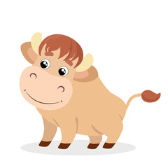 Cute and cute Symbol of the New Years Goby in cartoon style isolated on white background. Picture for congratulations, cards, New Year's design.