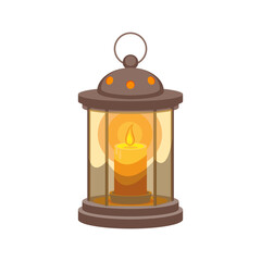 Lantern candlestick isolated on white background. Stock vector illustration.