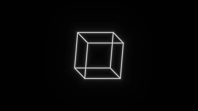 Spinning Cube 3d Mesh Wireframe Wiremesh Tumbling Rolling Mask