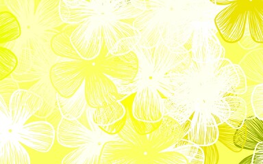 Light Green, Yellow vector doodle pattern with flowers