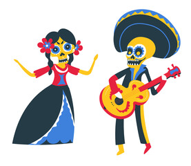 Mexican performers musicians playing guitar and singing on holiday