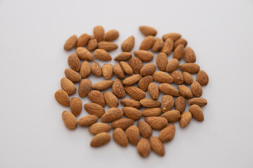 healthy almonds on white background