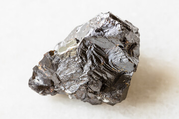 closeup of sample of natural mineral from geological collection - piece of Sphalerite (zink blende)...