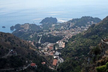 Obraz premium Castelmola - Panorama di Taormina da Piazza Sant'Antonio