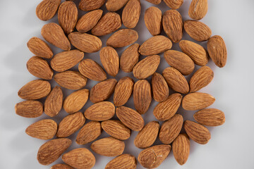 healthy almonds on white background