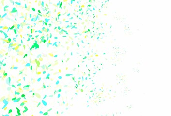 Light Blue, Green vector doodle template with leaves.