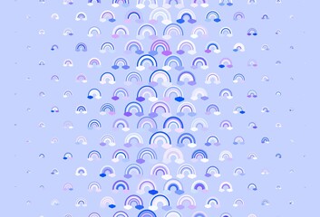 Light BLUE vector backdrop with rainbows, clouds.