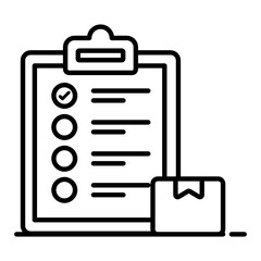 
Cardboard with clipboard document, inventory list 
