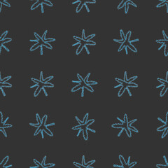 Hand Drawn blue Snowflakes Christmas Seamless Patt