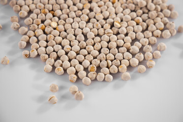 healthy chickpeas on white background