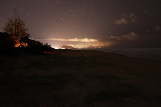 night view across the beach at mount coolum