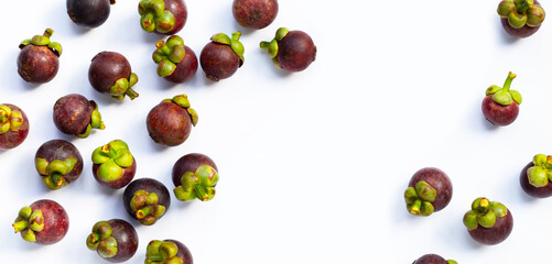 Mangosteen on white background.