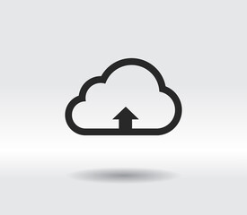 This image represents a cloud upload illustration icon, vector illustration. Flat design