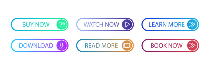 Fototapeta premium Gradient web buttons for app design. Website template icon set.