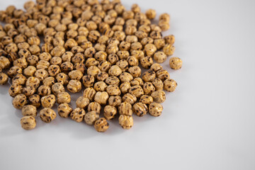 healthy roasted chickpeas on white background
