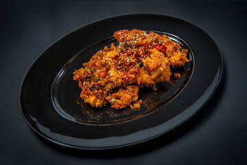 Spicy Korean Chicken Fried In Sweet And Sour Sauce