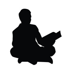 Sitting man read a book silhouette vector