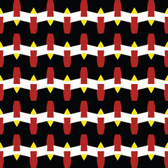 Vector seamless pattern texture background with geometric shapes, colored in black, red, yellow, white colors.