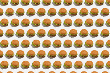 Restaurant menu and delicious junk food for client for lunch. Burger with salad