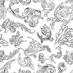 Vintage floral leaves and shapes, wallpaper with foliage