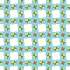 Vector seamless pattern texture background with geometric shapes, colored in blue, brown, green, grey, white colors.