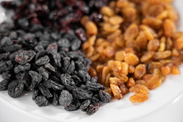 healthy dried fruits on white background