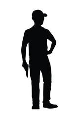 Obraz premium Gun shooting instructor silhouette vector
