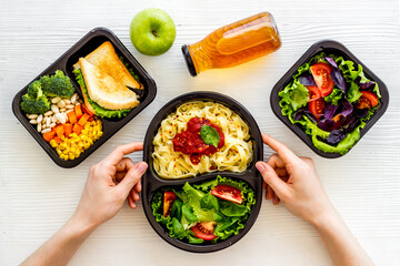 Restaurant food delivery. Take away lunch in boxes