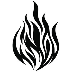 Fire flame icon. Black icon isolated on white background. Fire flame silhouette. Simple icon. 