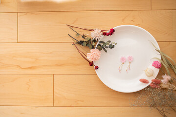 Handmade flower earrings made from Praban