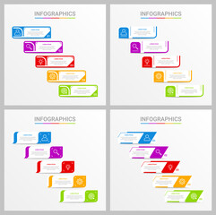 Colorful timeline infographic template with 5 steps on gray background, vector illustration