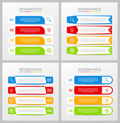 Colorful timeline infographic template with 4 steps on gray background, vector illustration
