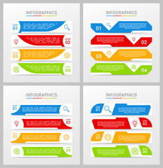 Colorful timeline infographic template with 4 steps on gray background, vector illustration