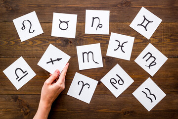 Twelve zodiac signs top view. Horoscope astrology concept