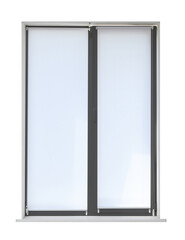 Modern plastic window with dark grey frame on white background