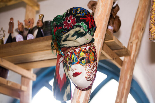 beautiful arnival mask hanging in the store
